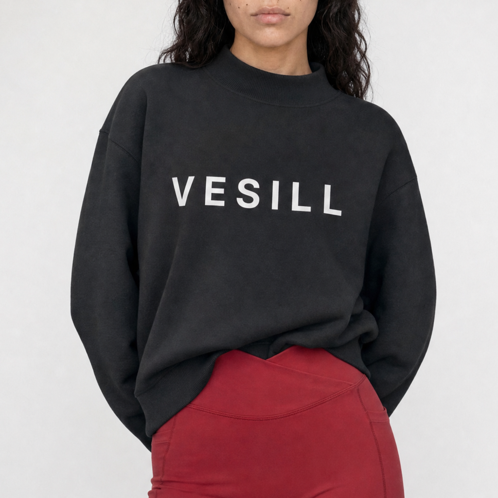 Essential Fleece Mock-Neck Crew Sweatshirt